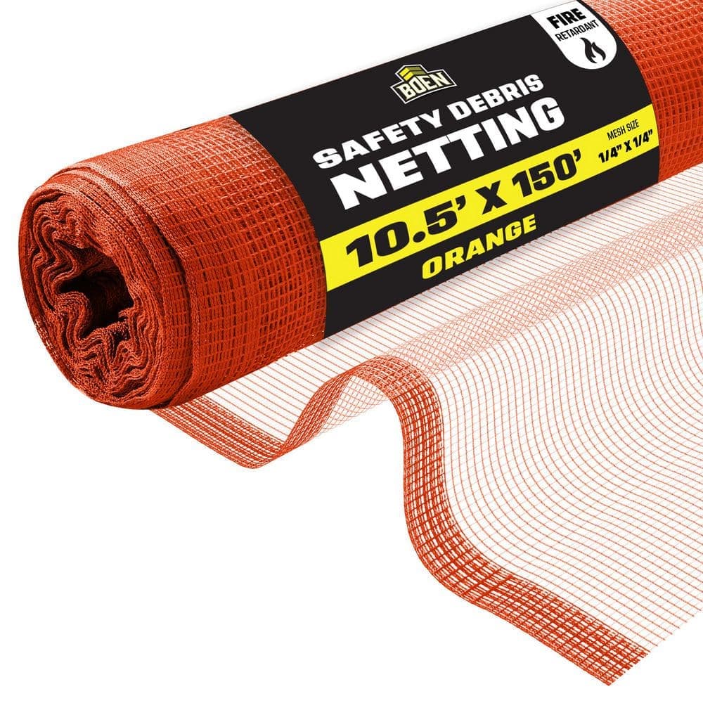 BOEN 10 ft. x 150 ft. Orange Fire Resistant Construction Safety Netting (1)