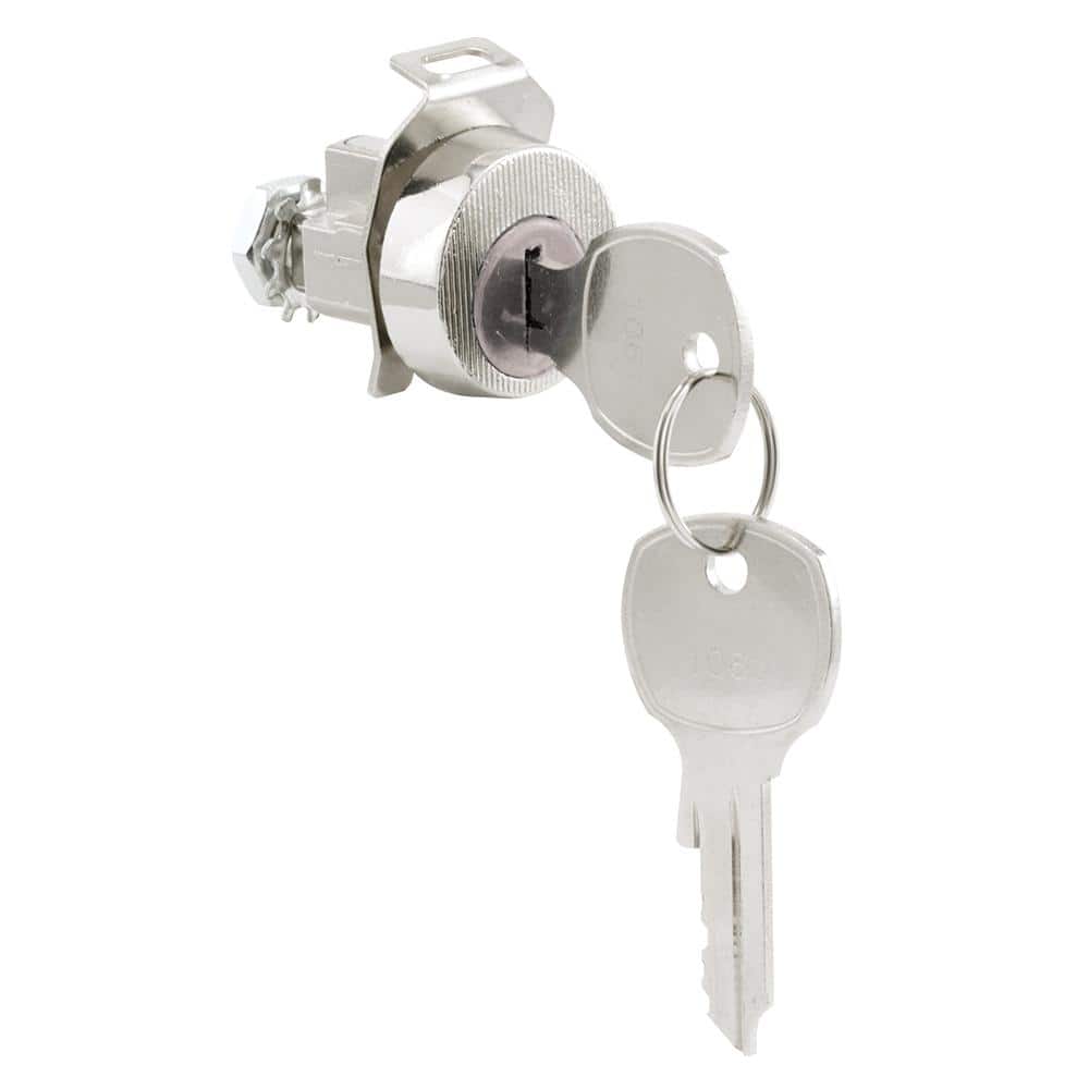 Prime-Line 1 in. Dia. 90-Degree Diecast Construction Face, Nickle Plated Mailbox Lock, No Cams, Auth-Florence, Opens CW