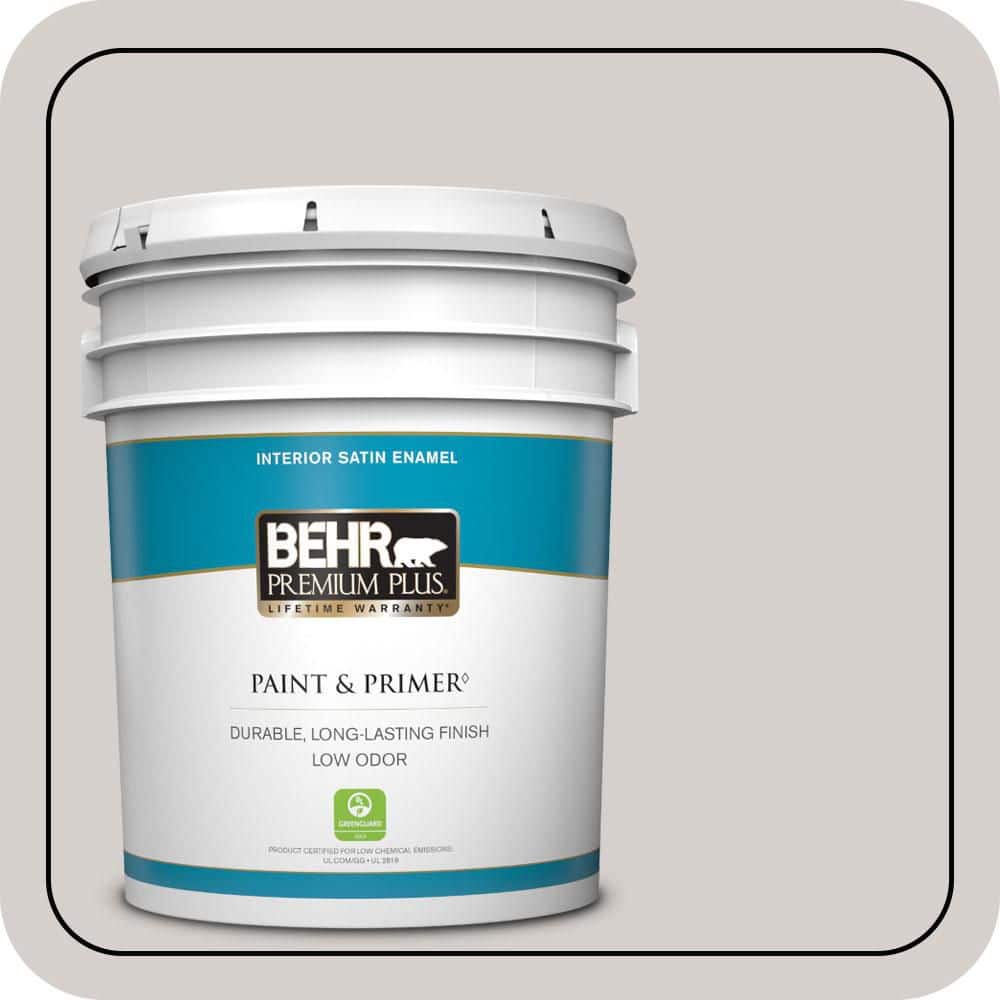 BEHR PREMIUM PLUS 5 Gal. #N140-1A Soft Lilac Satin Enamel Low Odor Interior Paint and Primer