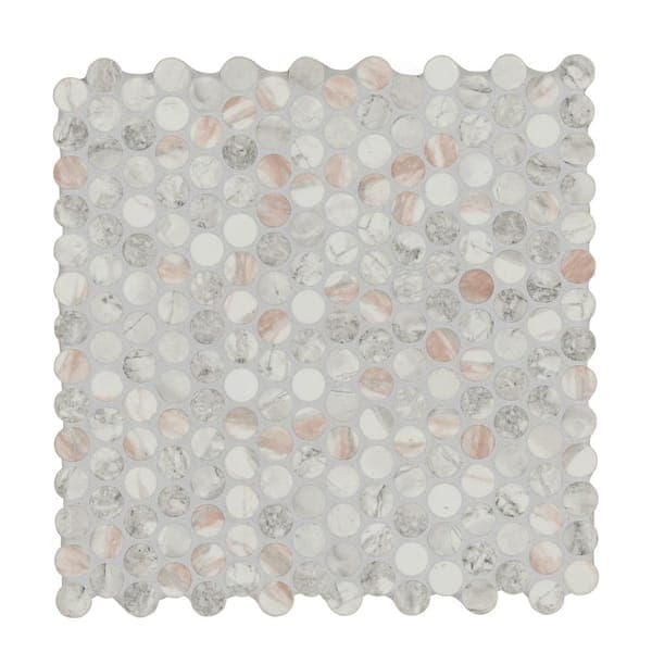 MSI Briar Rosa Pennyround White 12 in. x 12 in. Mixed Glass Mosaic Floor and Wall Tile (1 sq. ft. /Each) (2)