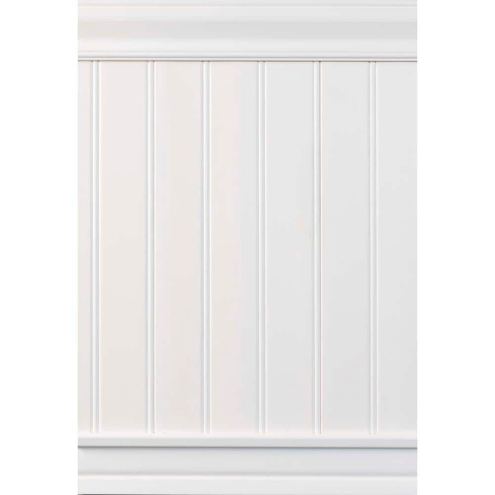 Everbilt 1.5 in D x 2.75 in W x 96 in L White PVC Chair Rail Moulding & 5/8 in D x 2.75 in W x 96 in L Baseboard Wainscot 2pc Kit (2)