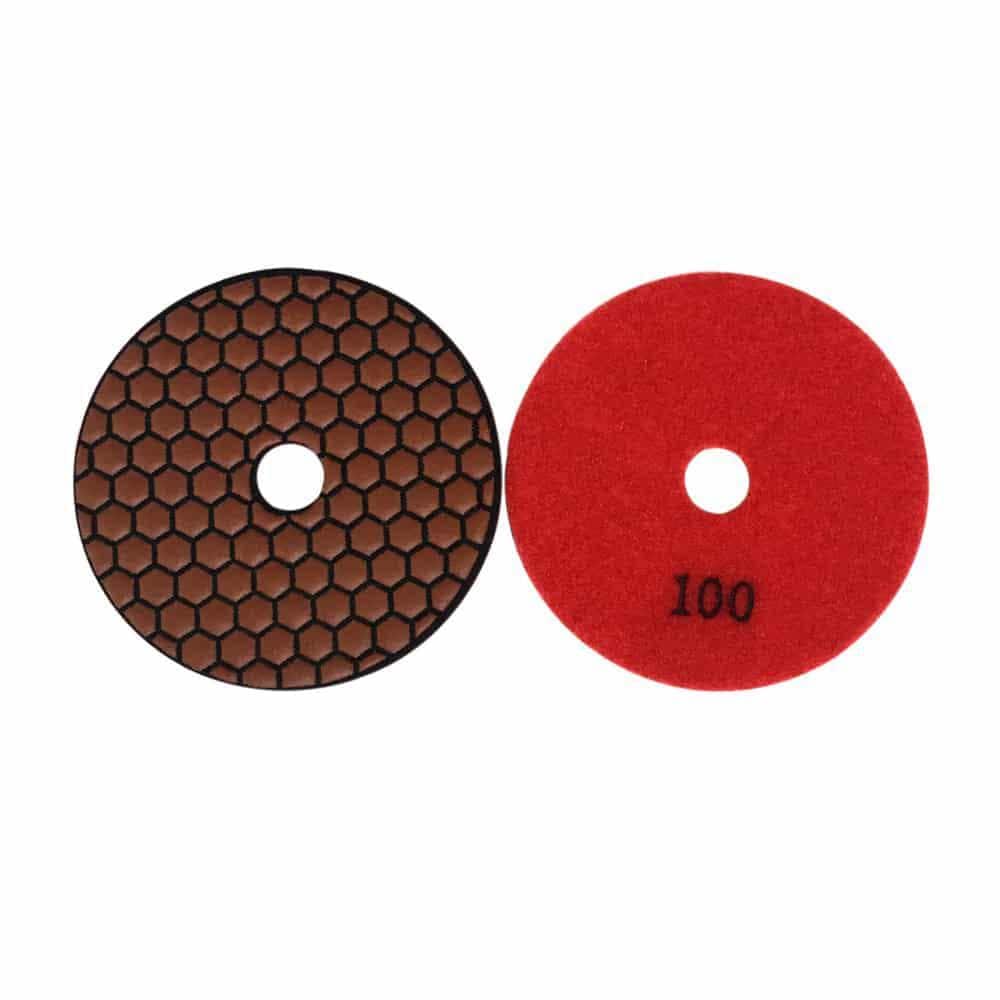 EDiamondTools 4 in. Dry Diamond Polishing Pad Set for Stone and Concrete, (#50 to #3000 Grit) with Aluminum Backing Pad (3)