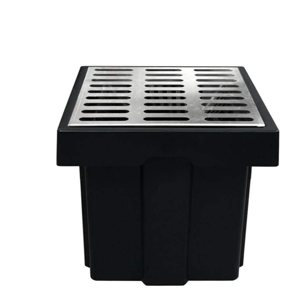 Helhom 18 in. x 18 in. x 15 in. Stainless Steel Catch Basin with Grate, Large Metal Drainage Catch Basin with Debris Basket (1)