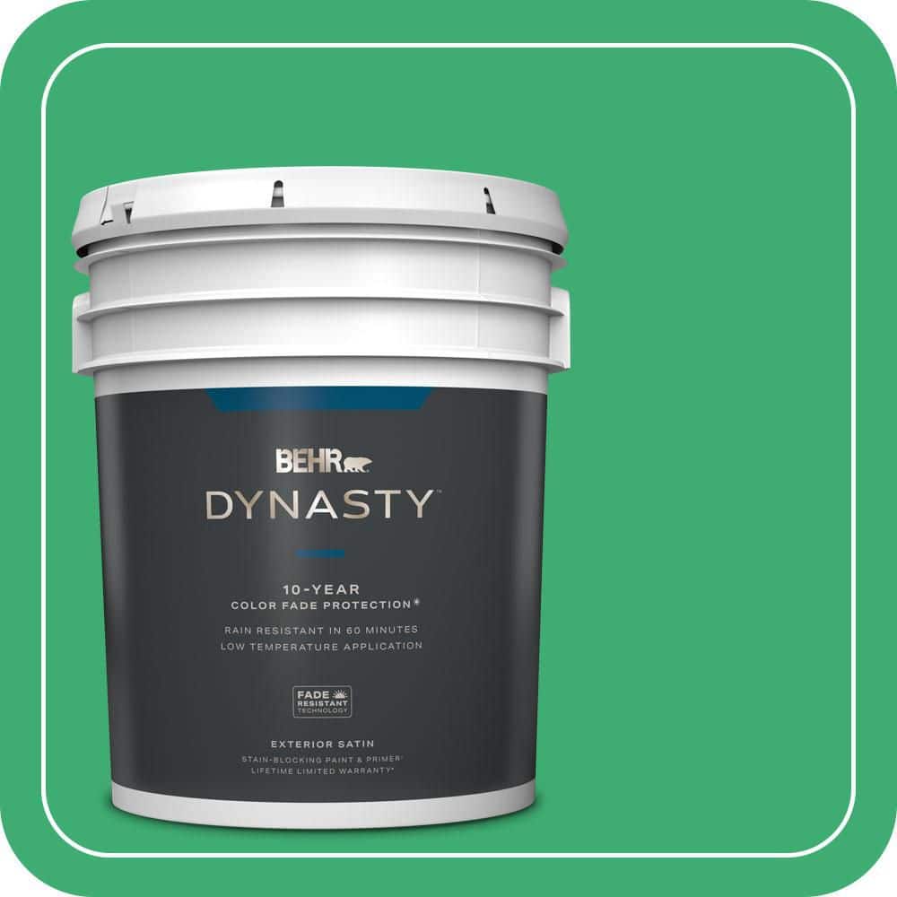 BEHR DYNASTY 5 gal. #460B-5 Fresh Greens Satin Enamel Exterior Stain-Blocking Paint & Primer