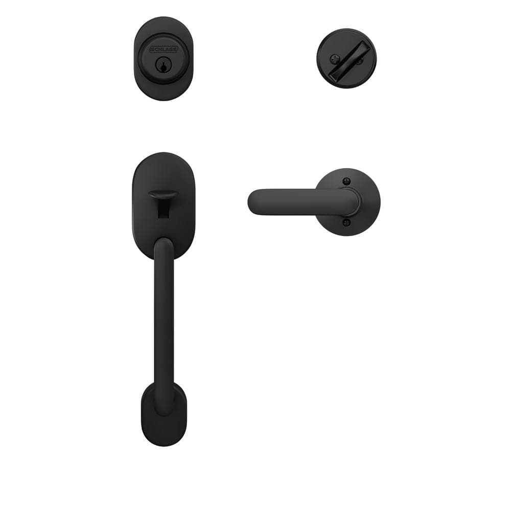 Schlage Remsen Matte Black Single Cylinder Door Handleset with Davlin Door Handle (3)