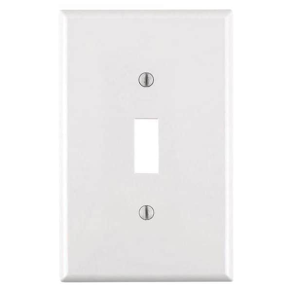 Leviton 1-Gang White Toggle Nylon Midway/Midsize Wall Plate (1-Pack) PJ1-W (3)