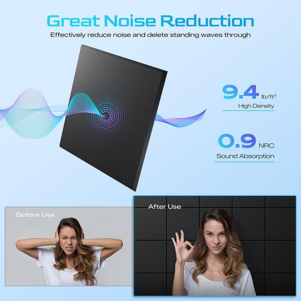 xinyoec 22 Pack 12 x 12 in. Self-Adhesive Acoustic Panels, Soundproof Wall Panels for Home and Office (3)