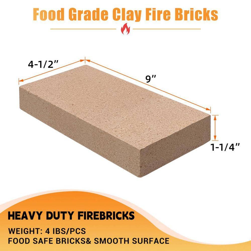 Angel Sar 9 in. x 4-1/2 in. x 1-1/4 in. Clay Food Grade Insulating Fire Bricks for Wood Stoves, Fireplaces and Fire Pit (4-Pack) (2)