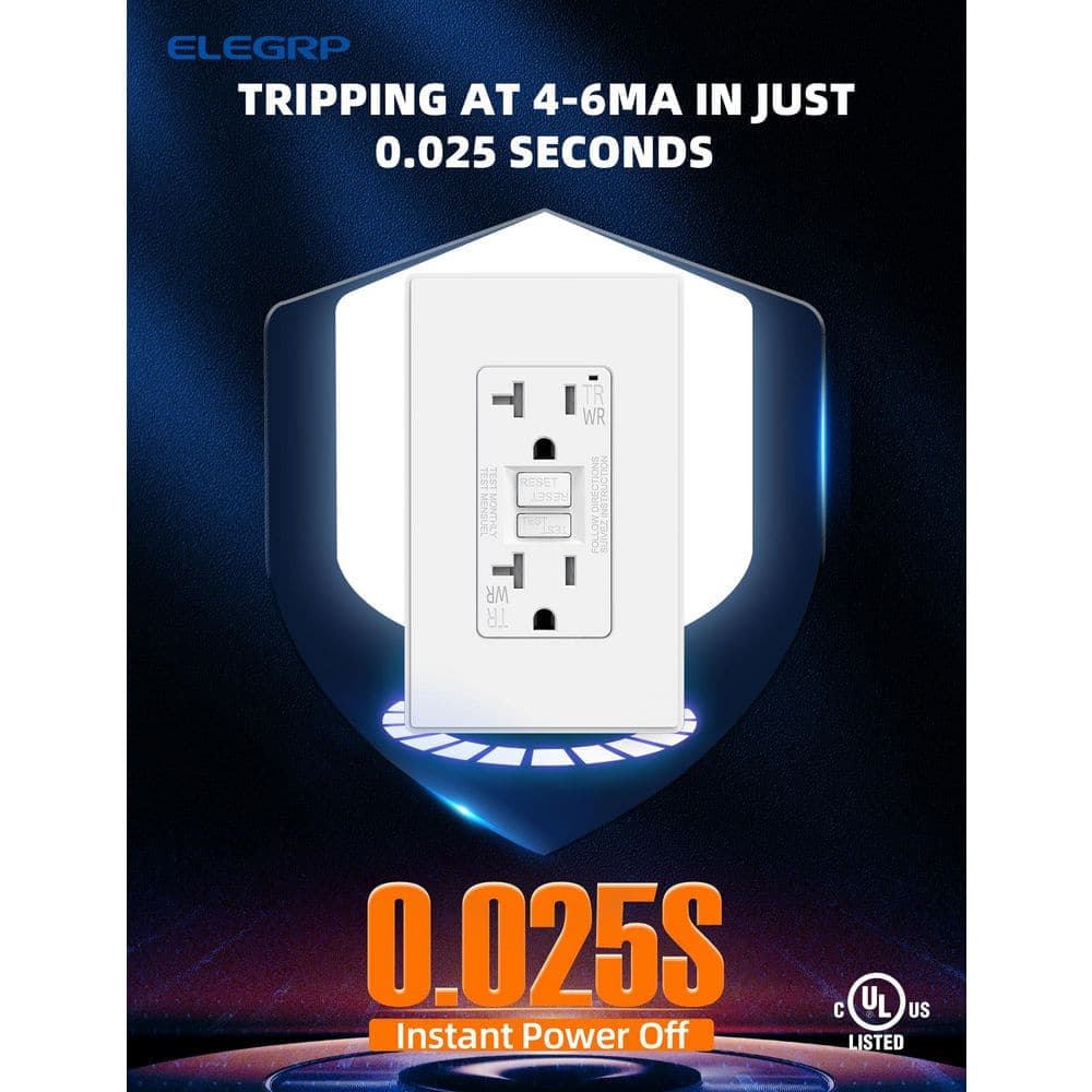 ELEGRP GFCI Outlet Self-Test, 125V Weather Resistant Duplex wall outlet, Wall Plate included, UL Listed, Matte PC (3)