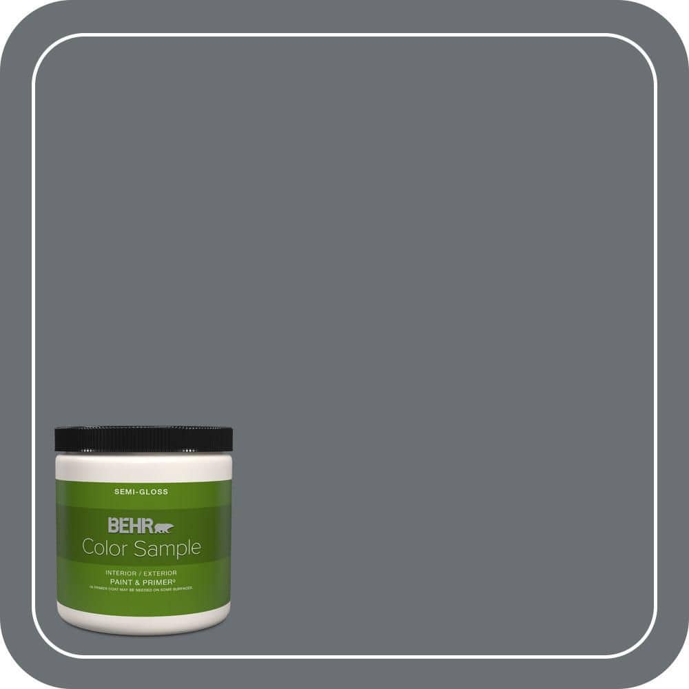 BEHR PREMIUM PLUS 8 oz. #QE-61 Rich Pewter Semi-Gloss Interior/Exterior Paint & Primer Color Sample
