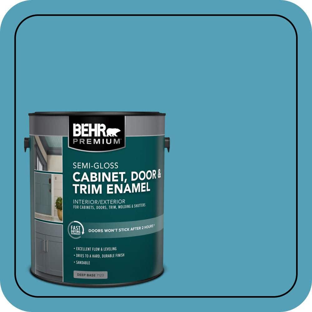 BEHR PREMIUM 1 gal. #M480-5A North Pole Blue Semi-Gloss Enamel Interior/Exterior Cabinet, Door & Trim Paint