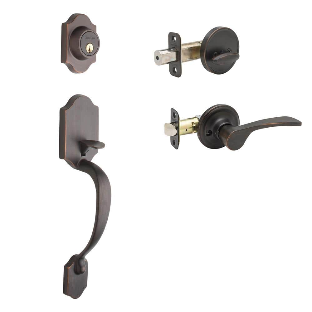 Copper Creek Soft Contemporary Tuscan Bronze Door Handleset with Left Hand Scandinavian Handle Trim (1)