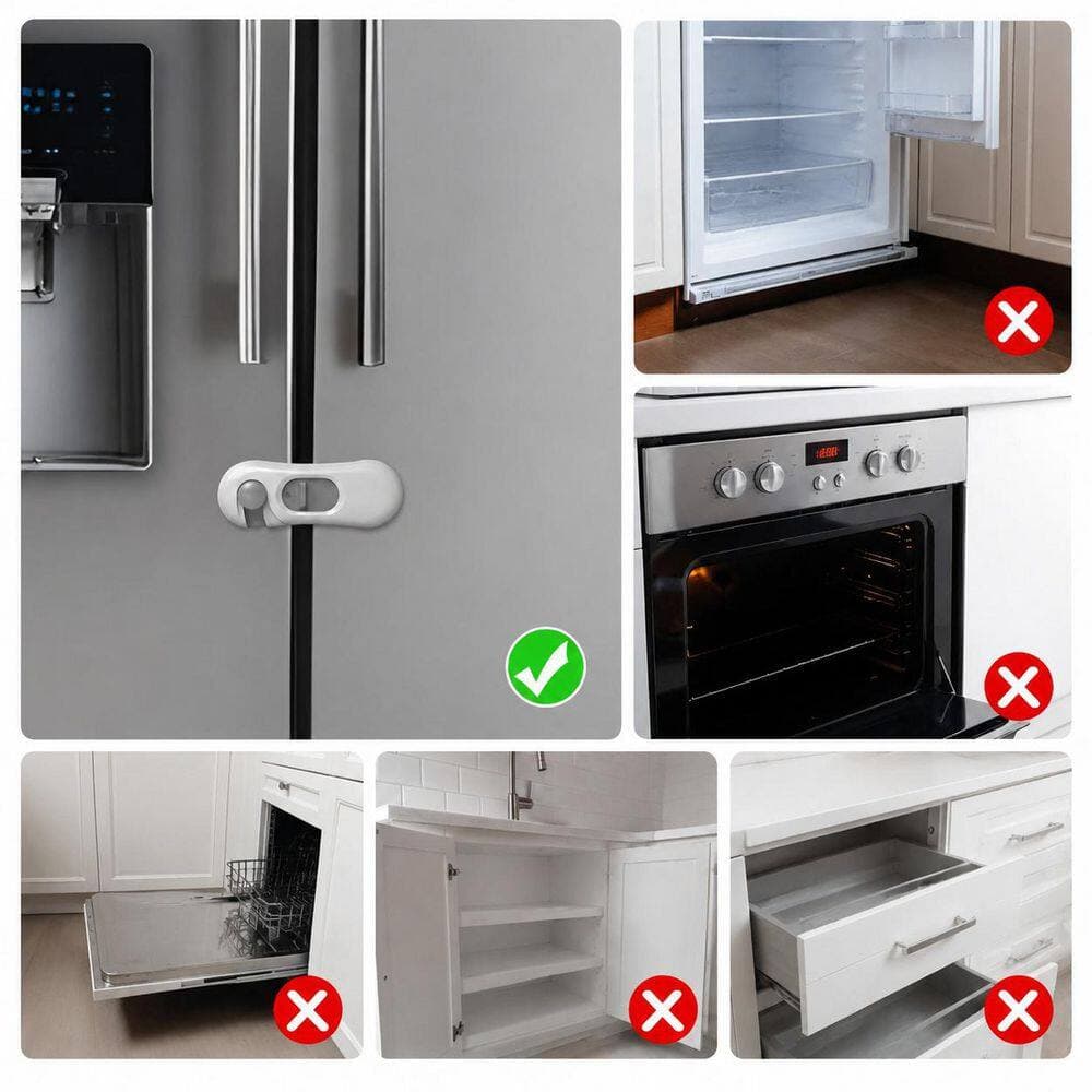 LAIFUCAM White Child Safety Door Latch Child Proof Cabinet Fridge Drawer Lock with 3M Adhesive (5-Pack ) (2)