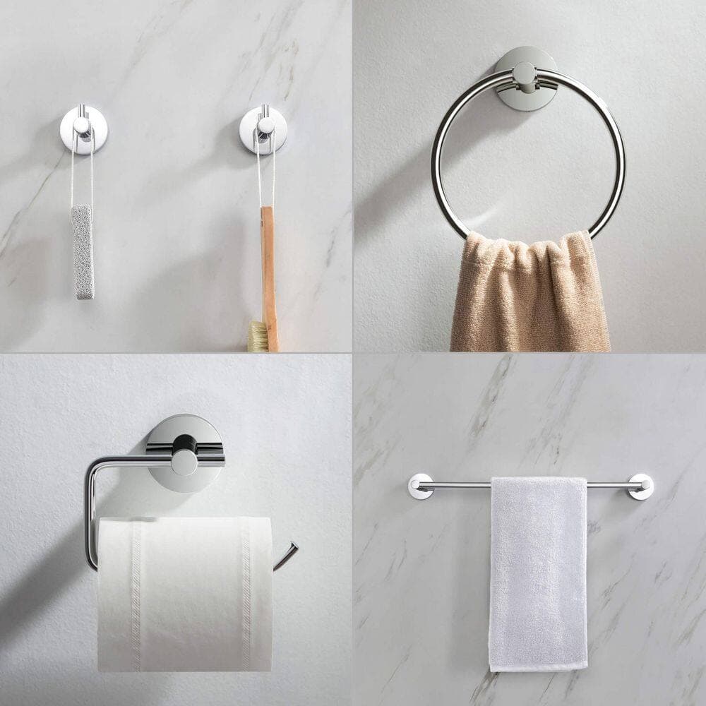 KIBI 5-Piece Bathroom Hardware Set with Towel/Robe Hook Toilet Paper Holder Towel Ring Towel Bar/Rack (2)