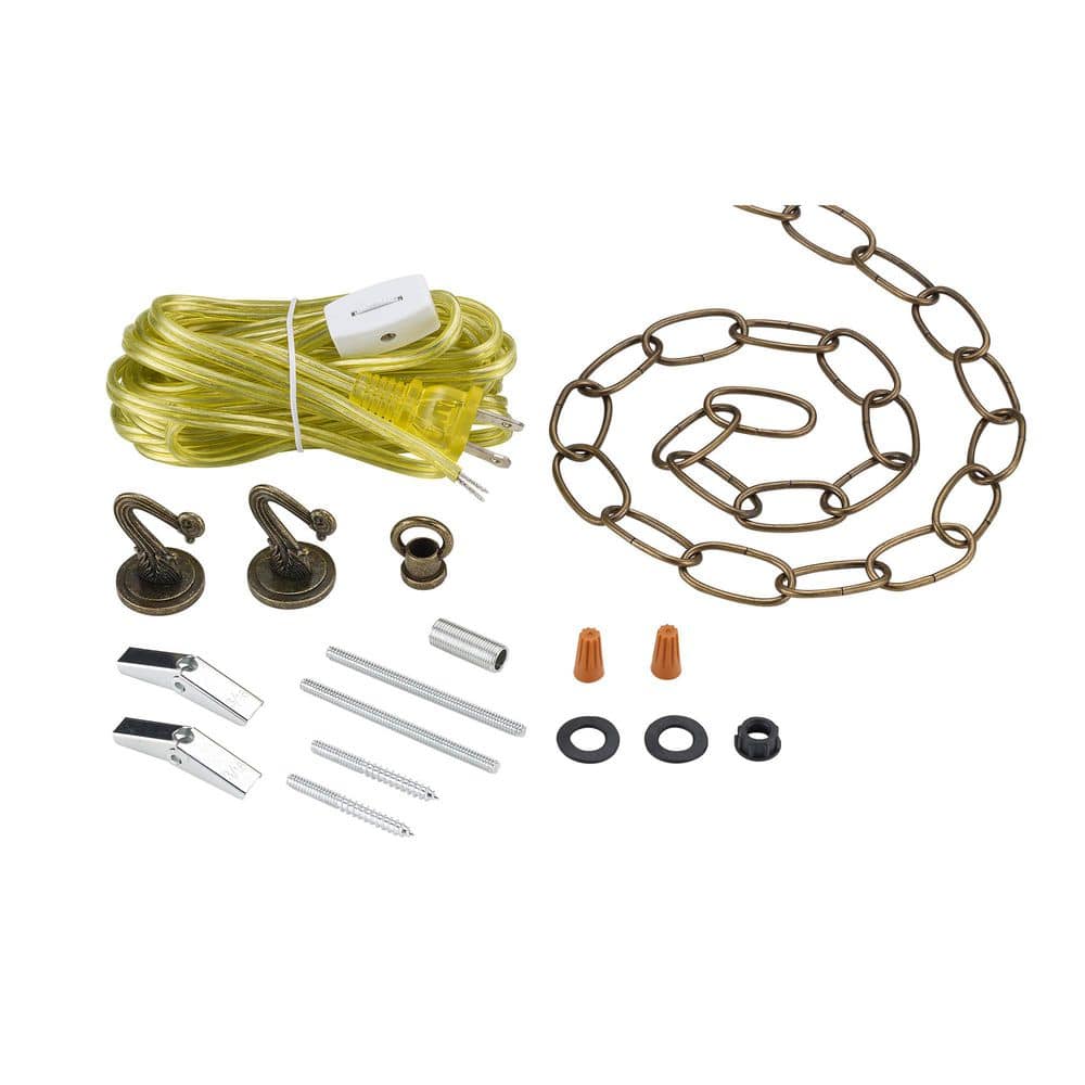 Bel Air Lighting 18 ft. Antique Brass Swag Light Kit for Hanging Light Fixtures (2)