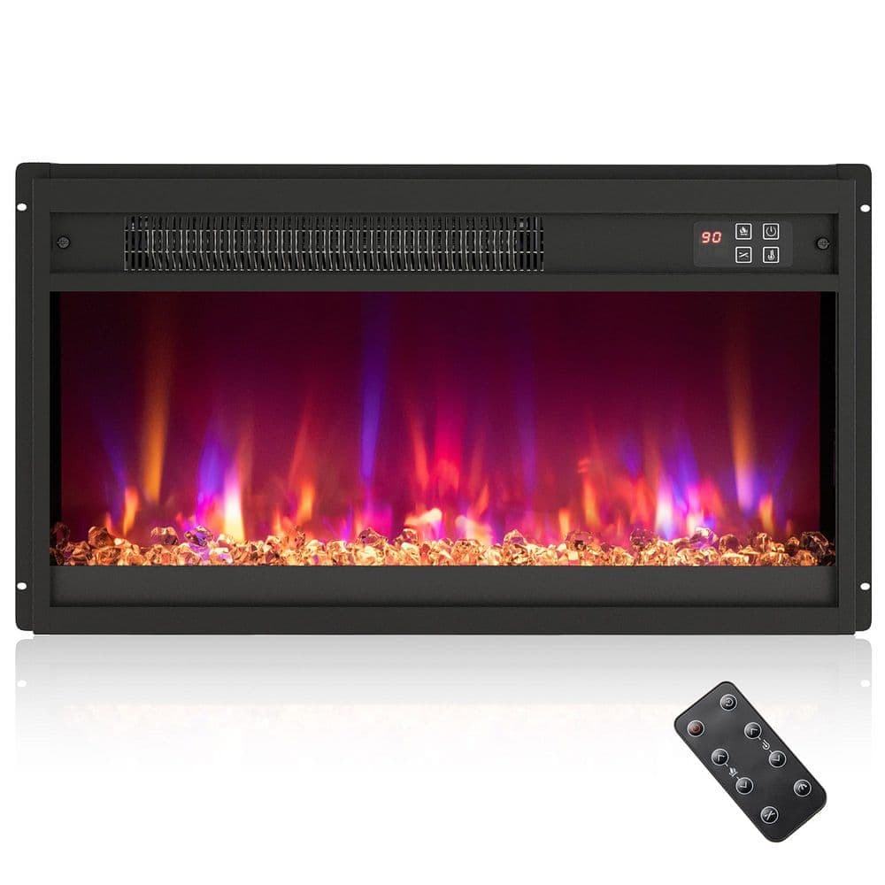 Gymax 23 in. Electric Fireplace Insert Recessed 1500 Watt Fireplace Heater with Remote Control (1)