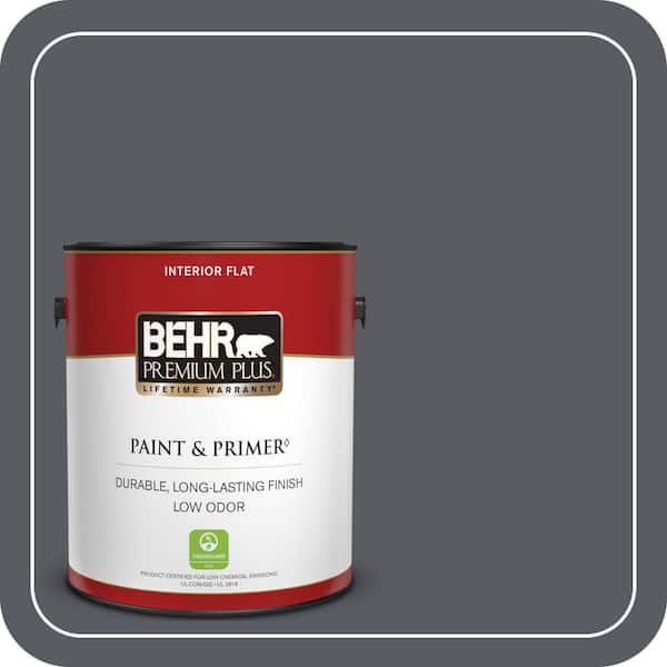 BEHR PREMIUM PLUS 1 gal. #PPU18-02 Pencil Point Flat Low Odor Interior Paint & Primer (2)