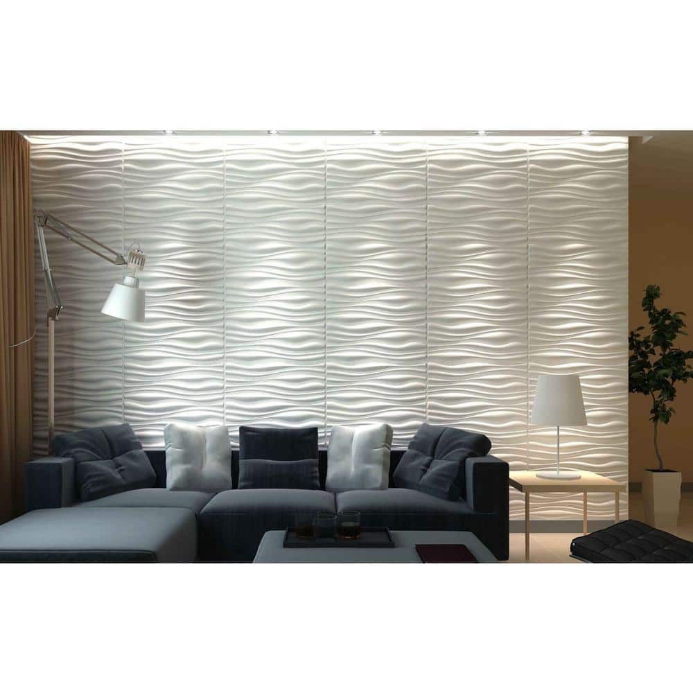 Art3d 19.7 in. x 19.7 in. Decorative PVC 3D Wall Panels Wavy Wall Design (12-Pack) (2)