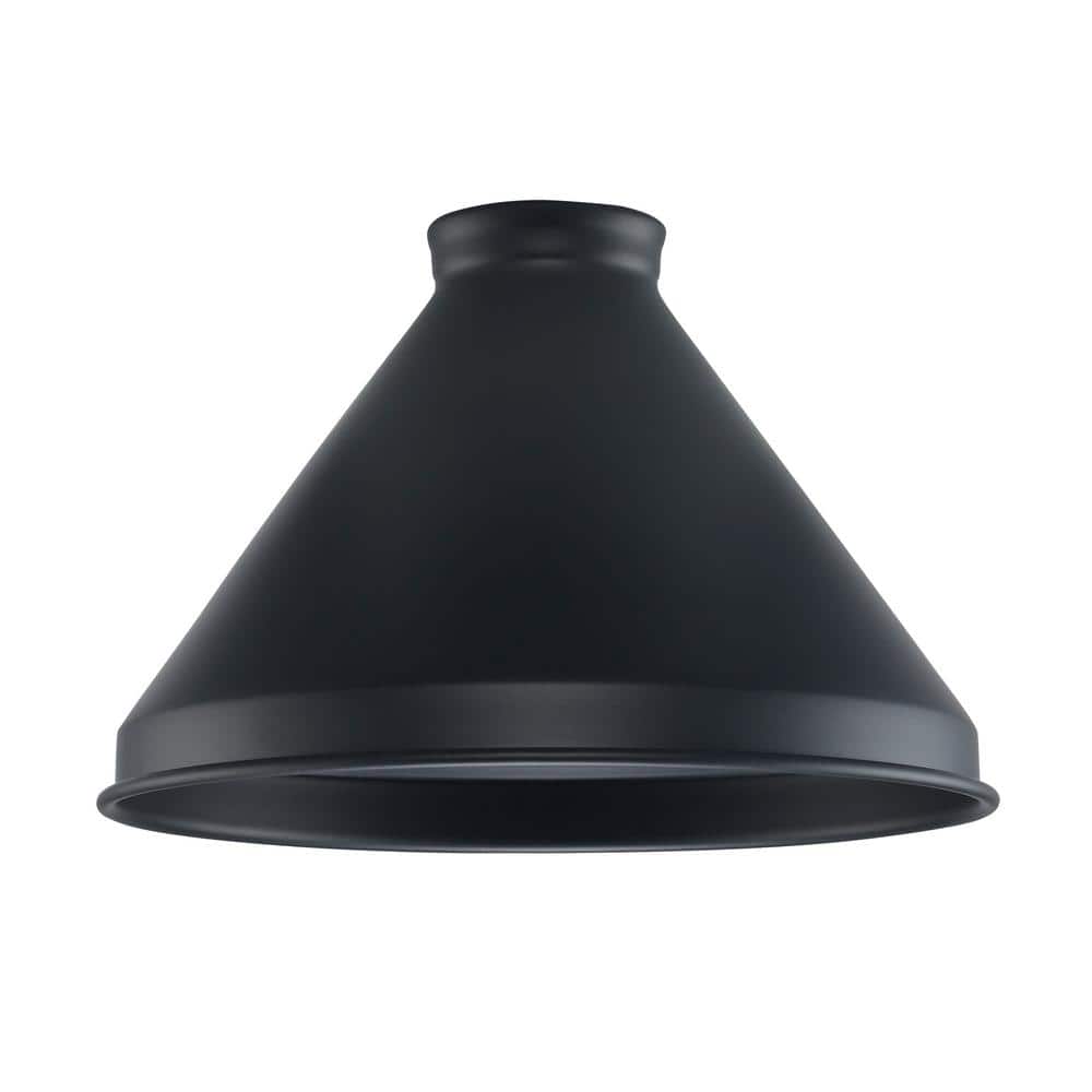 PRIVATE BRAND UNBRANDED 6 in. Matte Black Metal Cone Shaped Replacement Pendant Shade with 2.25 in. Neckless Fitter (2)