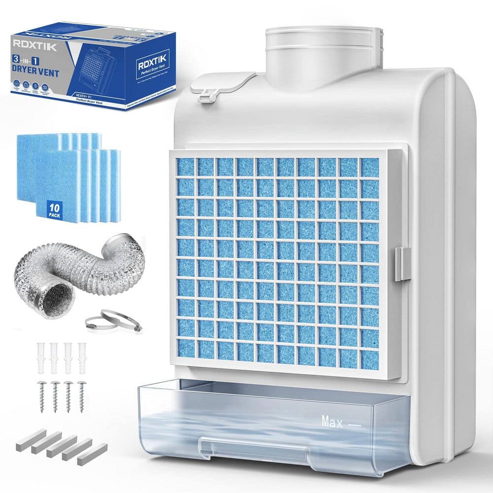 Helhom 3-in-1 Indoor Dryer Vent Kit, 10 Pcs Polyester Filters for 4 Layer Purification System, Stainless Steel Screen Filter (1)