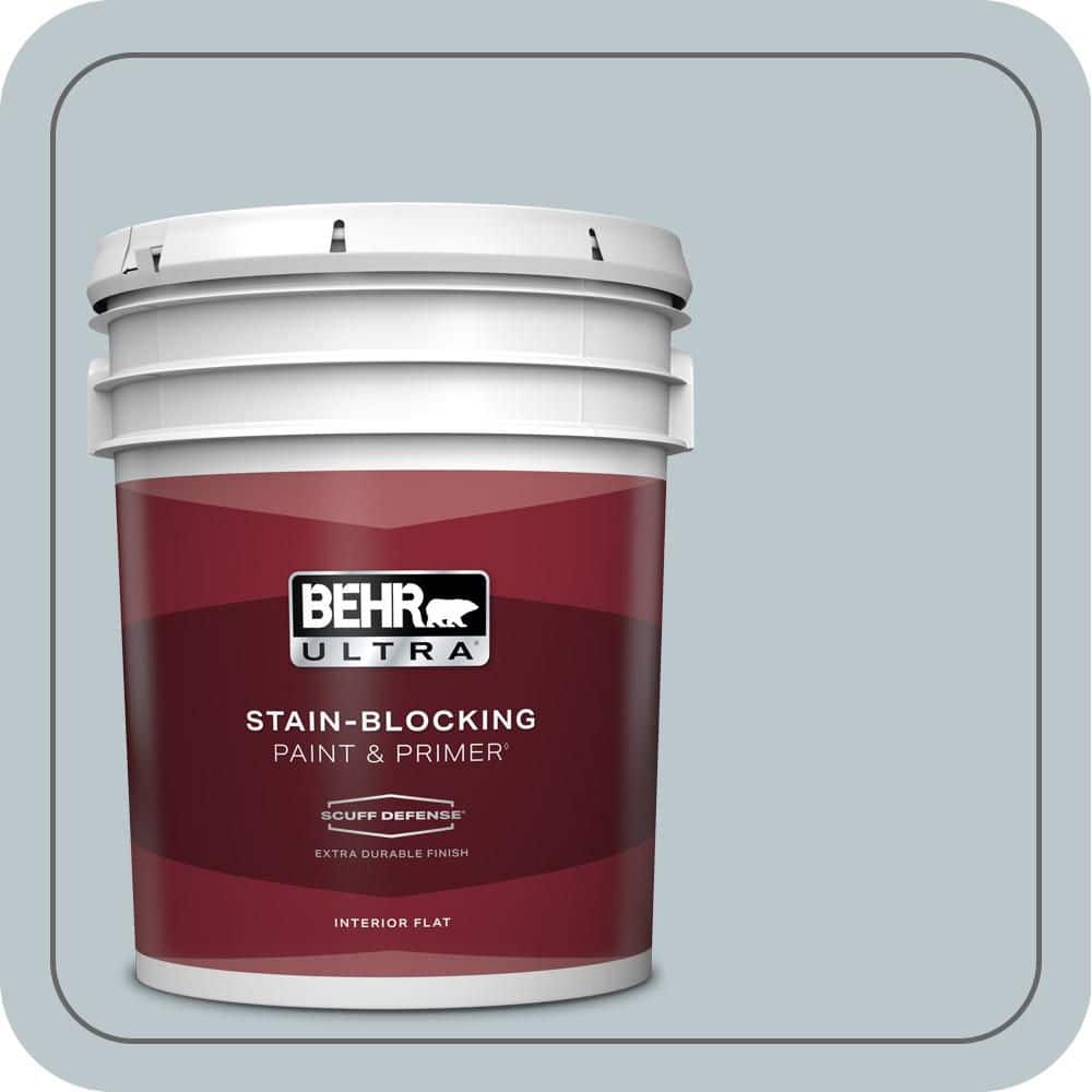 BEHR ULTRA 5 gal. #PPH-42 Nautical Gray Extra Durable Flat Interior Paint & Primer