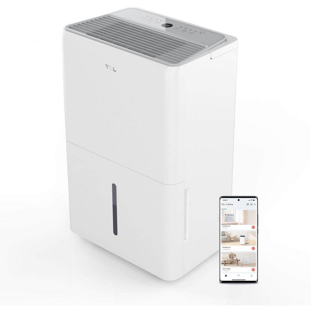 TCL 25 pt. 2000 sq. ft. Smart Dehumidifier, Ultra-compact in. White