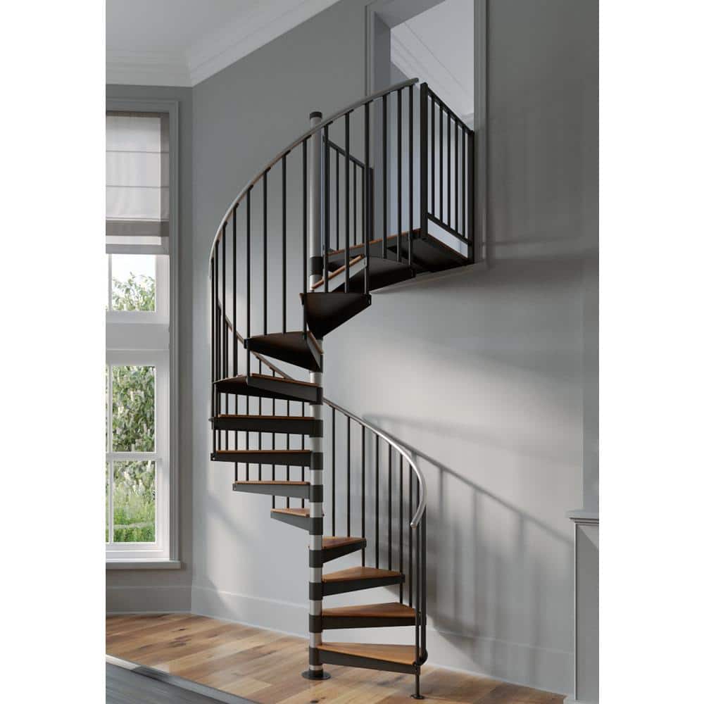 Mylen STAIRS Reroute Prime Interior 60in Diameter, Fits Height 110.5in - 123.5in, 2 42in Tall Platform Rails Spiral Staircase Kit (2)
