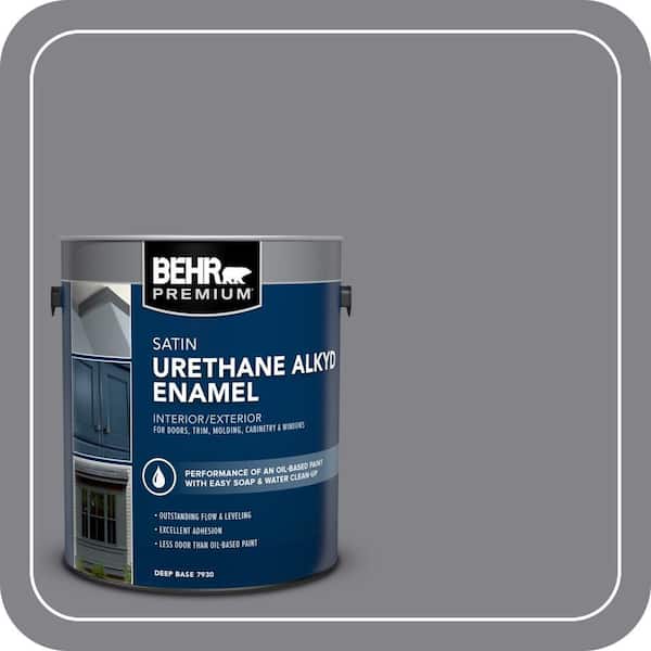 BEHR PREMIUM 1 gal. #AE-52 Rising Smoke Urethane Alkyd Satin Enamel Interior/Exterior Paint (2)