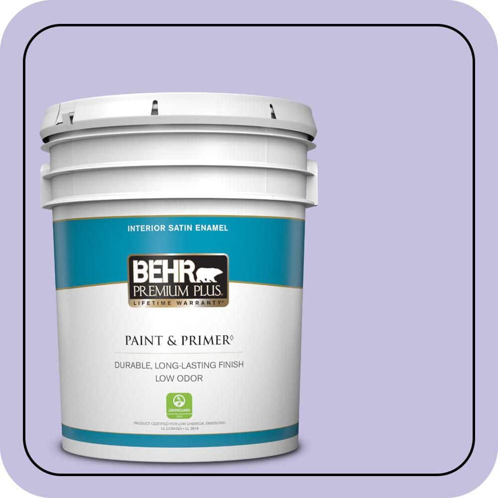 BEHR PREMIUM PLUS 5 gal. #630A-3 Weeping Wisteria Satin Enamel Low Odor Interior Paint & Primer