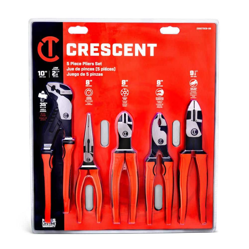Crescent Z2 Mixed Pliers Set with Dual Material Grips (5-Piece)