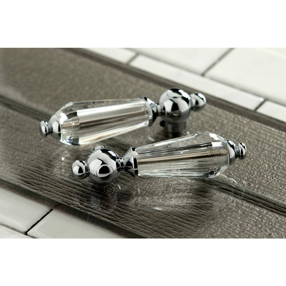 Aqua Eden Crystal 3-Handle Claw Foot Tub Faucet with Handshower in Polished Chrome (3)