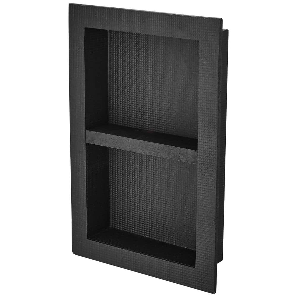 LIVIZA 12 in. W x 24 in. H x 4 in. D Plastic Recessed Shower Niche Shelf Organizer in Black (1)