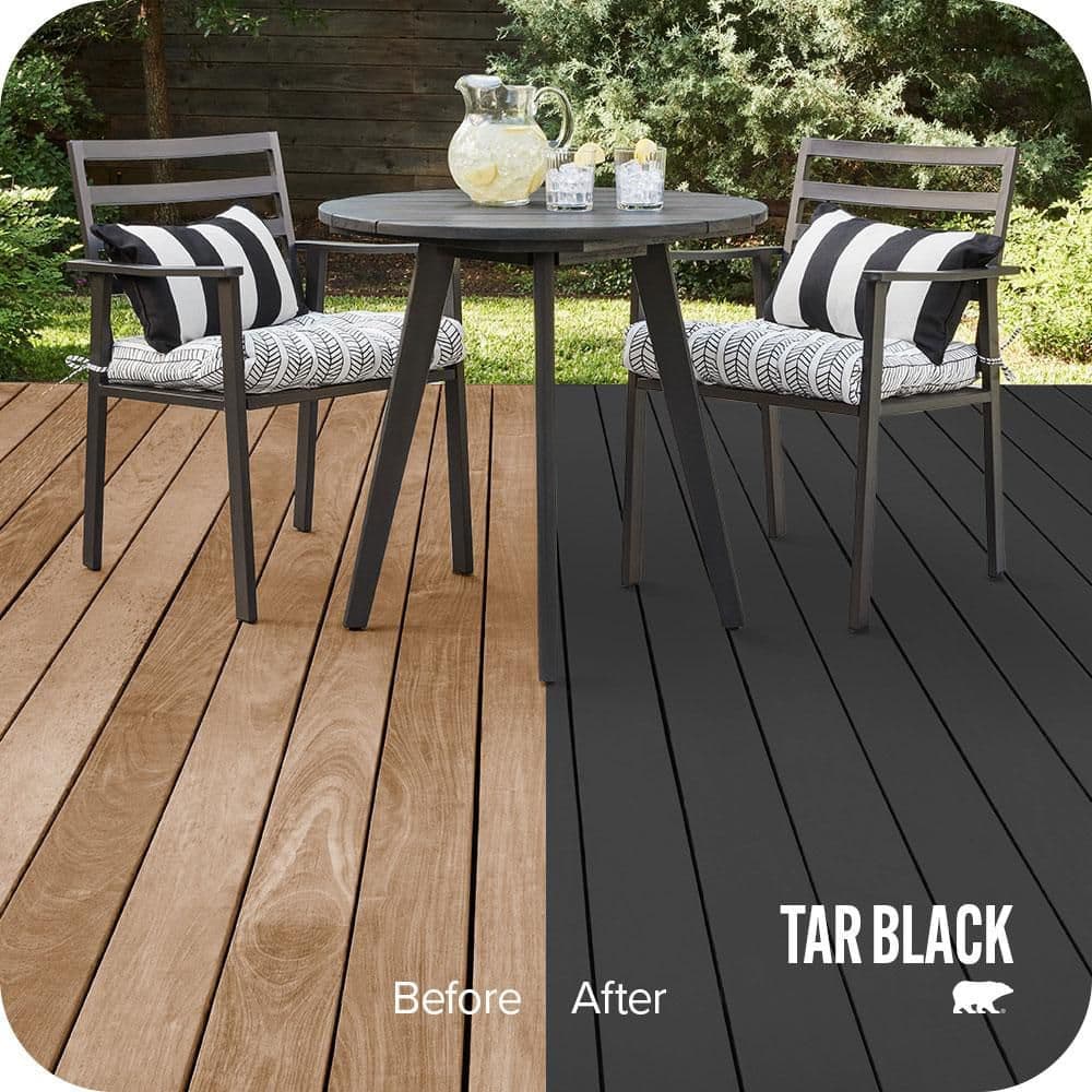 BEHR PREMIUM 1 gal. #PFC-75 Tar Black Solid Color Waterproofing Exterior Wood Stain and Sealer (2)