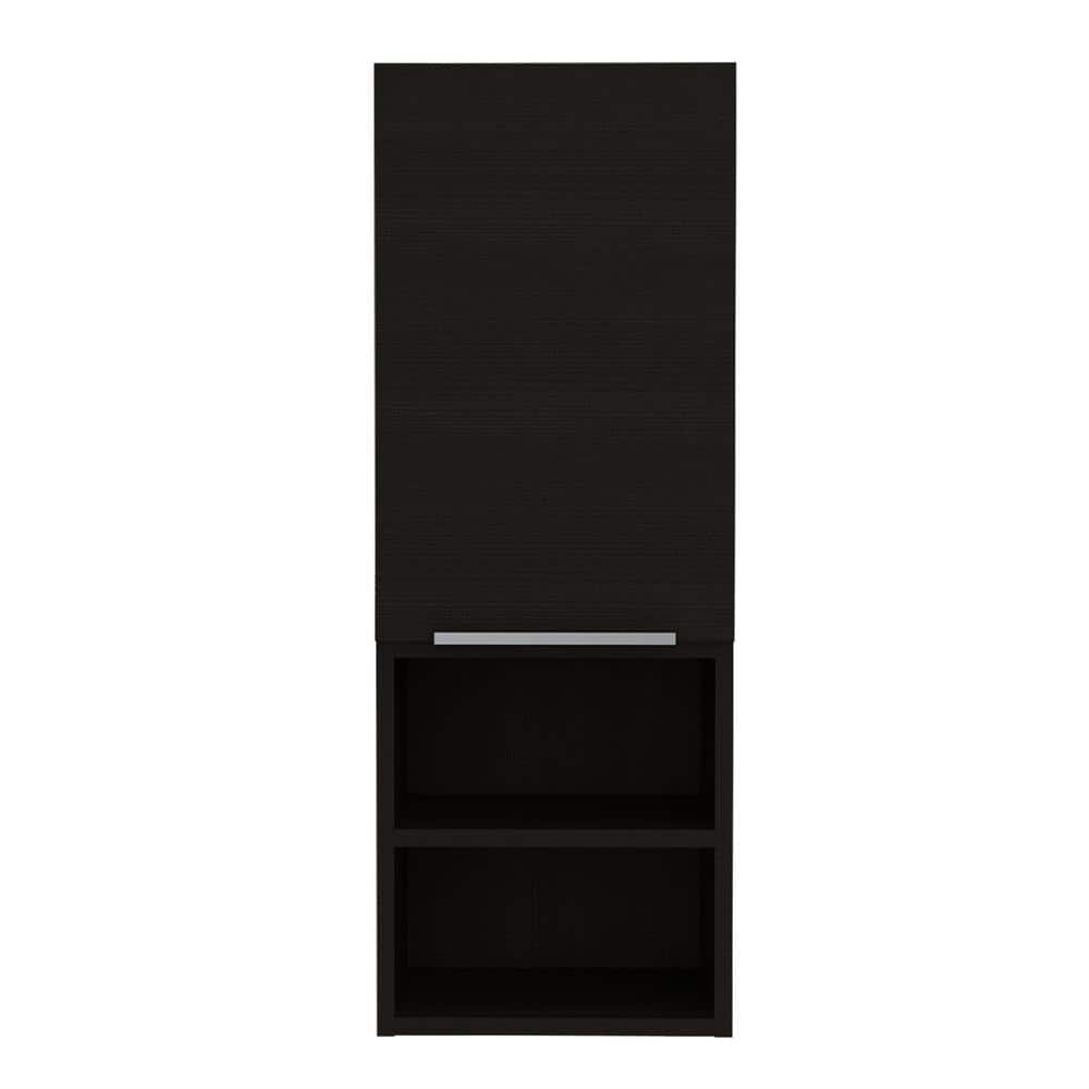 cadeninc 11.81.in.Black Rectangle Wall Cabinet with 2-Shelf and 1-Door (1)