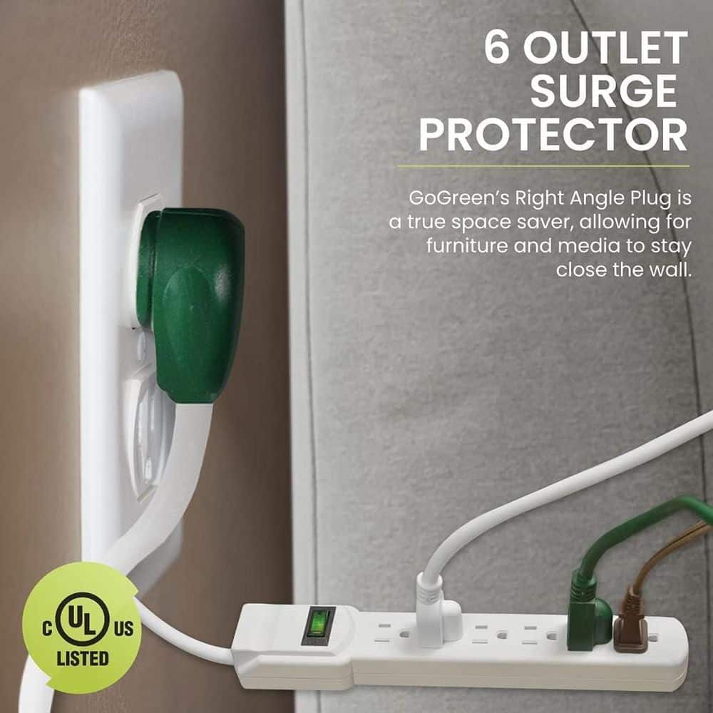 GoGreen Power 2.5 ft. 14/3 6-Outlet Indoor Surge Protector Indoor White (2-Pack) (3)