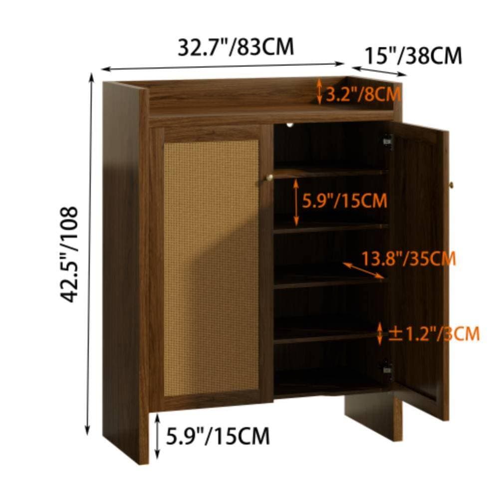 Unbranded 32.7 in. W x 15 in. D x 42.5 in. H Bathroom Dark Brown Linen Cabinet (2)