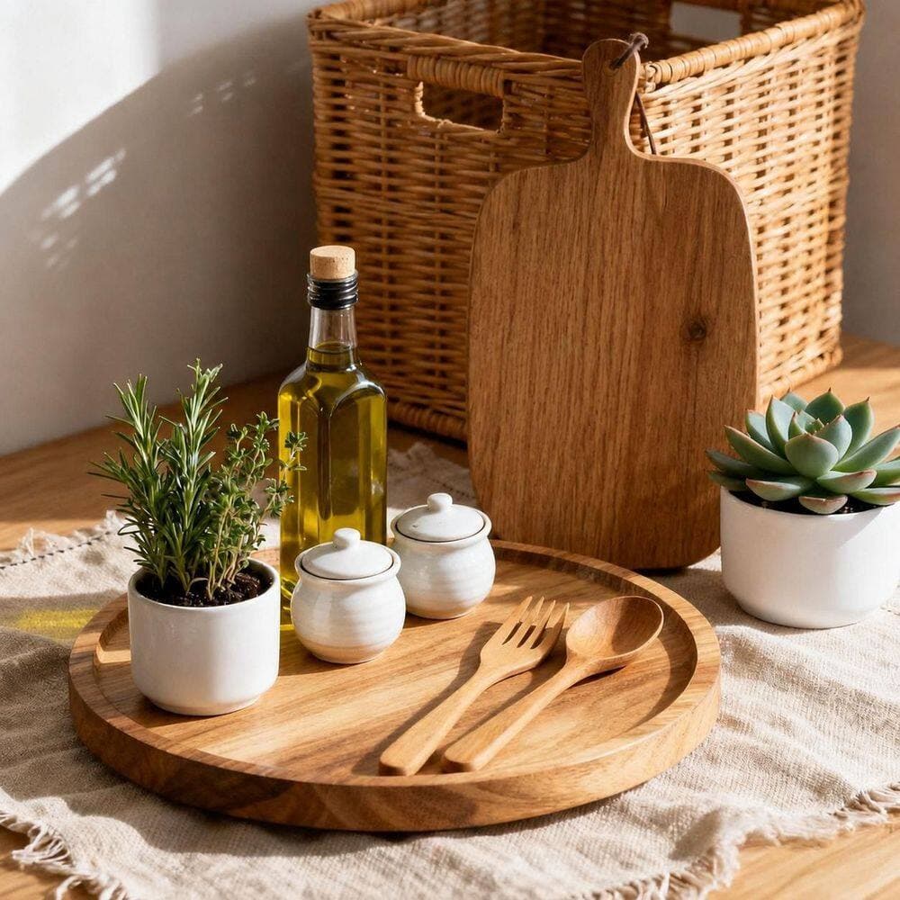 Unbranded 1 Pack Natural Wood Finish Round Solid Wood Soap Dish Freestanding Vanity Riser Tray for the Bathroom (3)