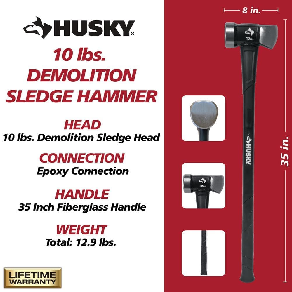 Husky 10 lb. Sledgehammer with 35 in. Fiberglass Handle (2)