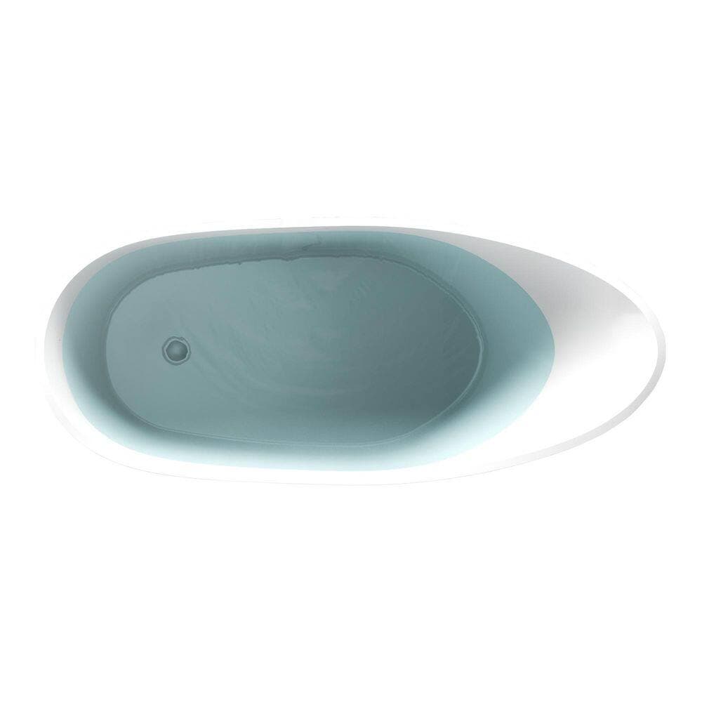 Universal Tubs Curve Stone 5.6 ft. Artificial Stone Center Drain Oval Bathtub in White (1)