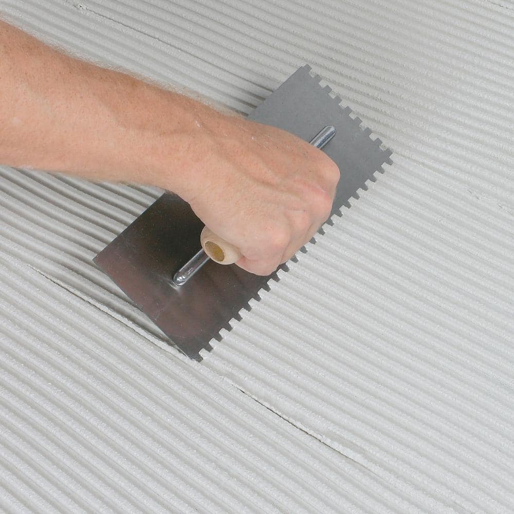 QEP 1/4 in. x 1/4 in. x 1/4 in. Traditional Carbon Steel Square-Notch Flooring Trowel with Wood Handle (3)