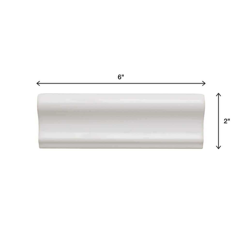 Daltile Restore Bright White 2 in. x 6 in. Glazed Ceramic Chair Rail Trim Tile (0.09 sq. ft./each) (4)