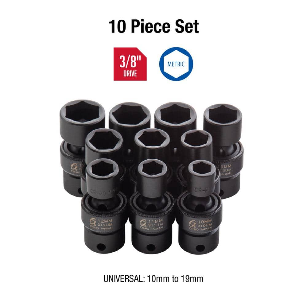 SUNEX TOOLS 3/8 in. Drive Universal Impact Socket Set (10-Piece) (2)