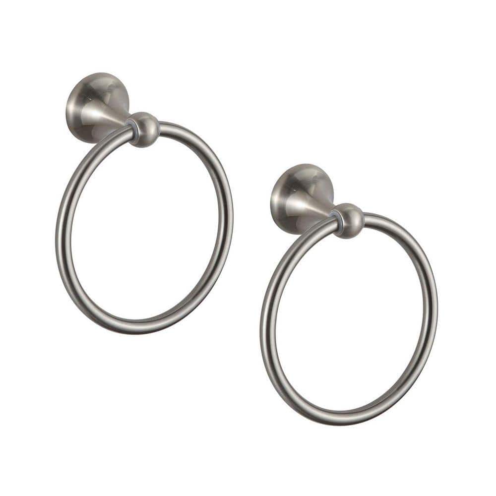 Unbranded 2 Pack - Classic Style Wall Mount Towel Ring Brushed Nickel Finish Bathroom Accessory Zinc Alloy Stainless Steel
