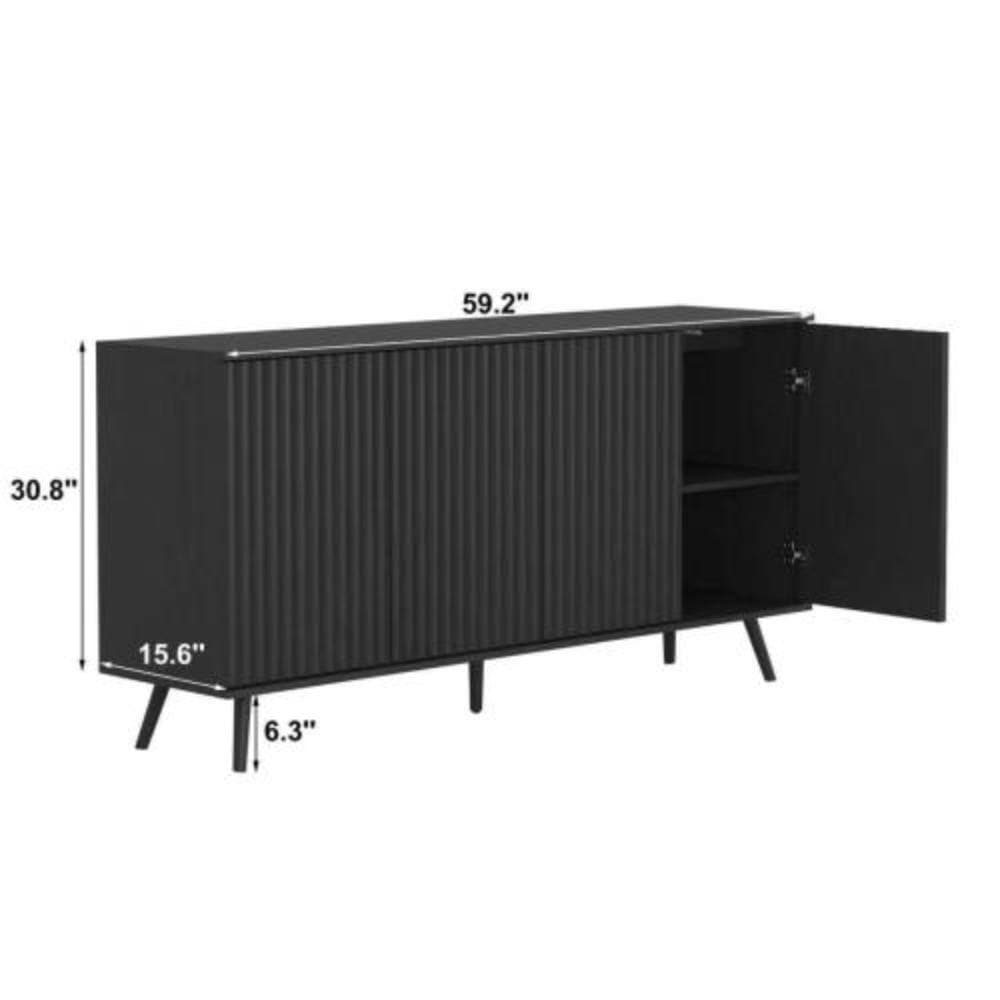 Unbranded 59.2 in. W x 15.6 in. D x 30.8 in. H Bathroom Black Linen Cabinet (2)