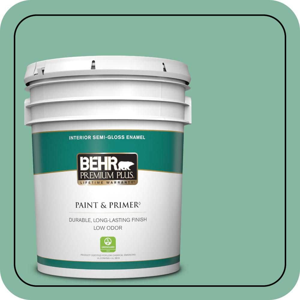 BEHR PREMIUM PLUS 5 gal. #480D-4 Indian Ocean Semi-Gloss Enamel Low Odor Interior Paint & Primer
