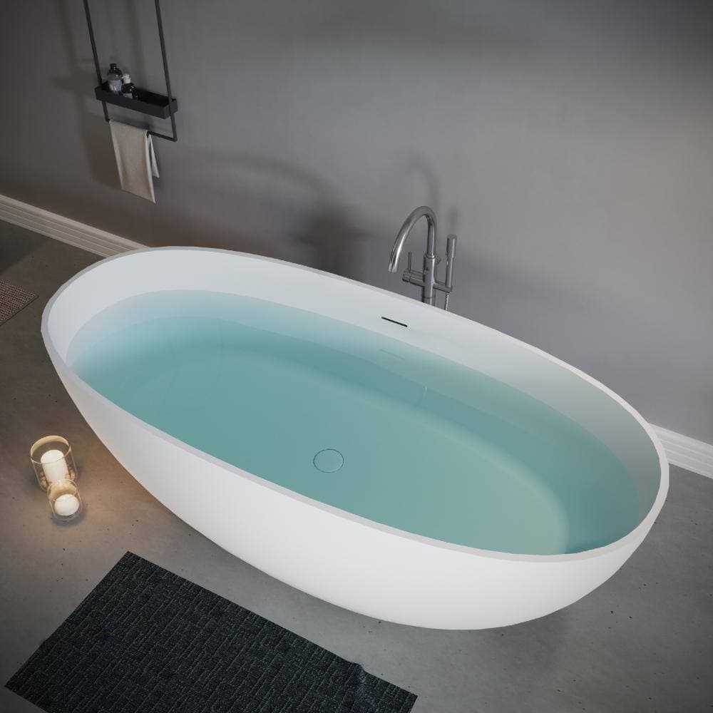 YSQCAR 65 in. x 29.5 in. Acrylic Freestanding Soaking Bathtub with Center Drain in White, cUPC Certified (3)