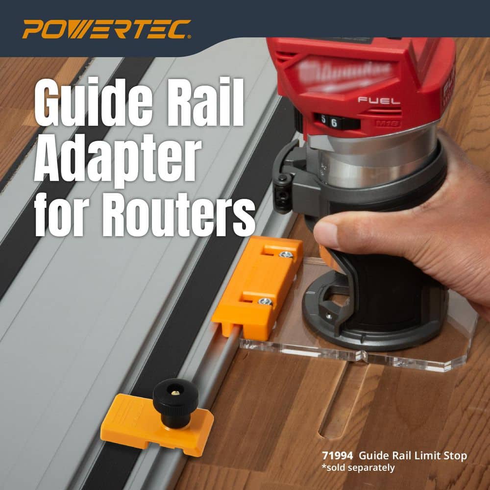 ‎POWERTEC Router Guide Rail Adapter for Milwaukee M18 Fixed Base Trim Routers, Fits Makita/WEN/Triton/Ridgid Guide Rails, 2PK (2)