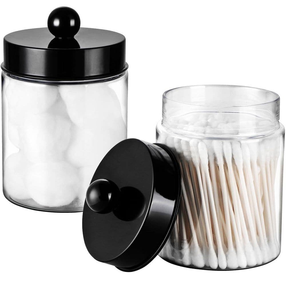 KHKFY Bathroom Vanity Storage Jars Set, Acrylic Apothecary Jars for Qtips and Cotton Swabs, Clear Organizer (1)