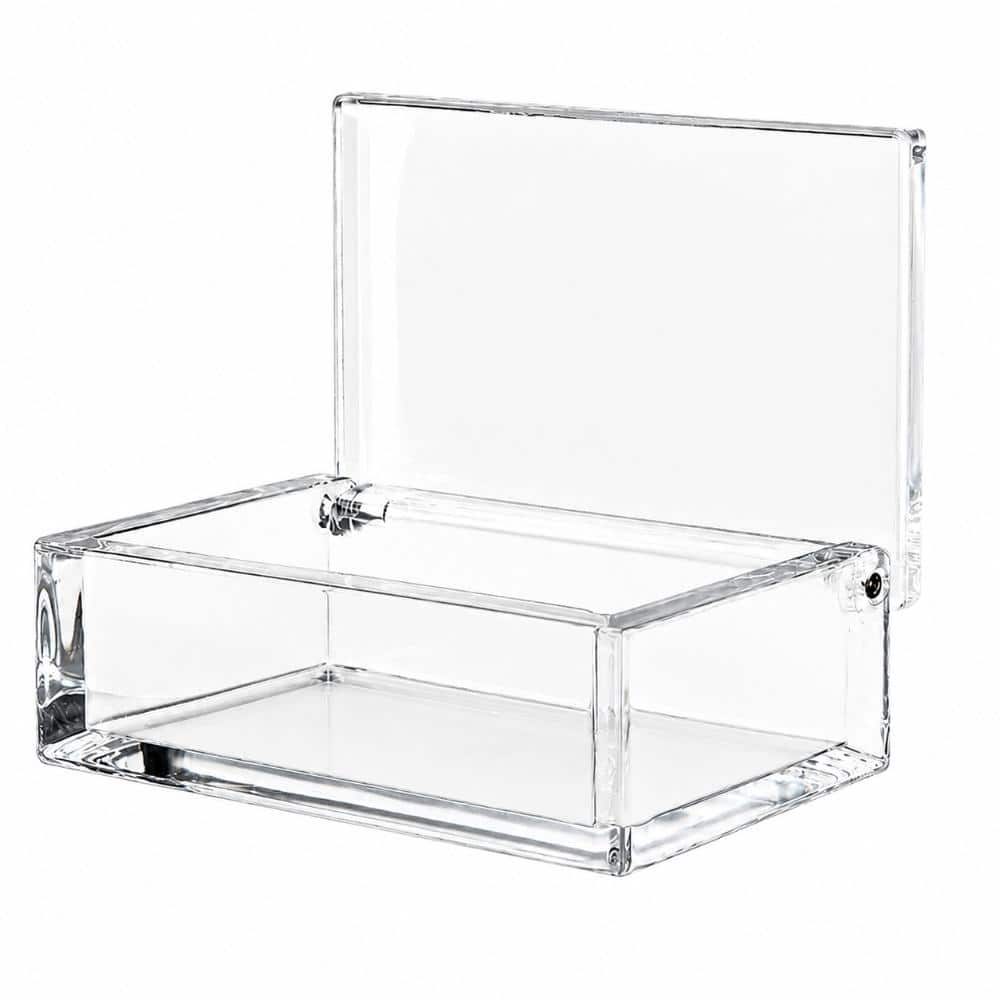 Unbranded Freestanding Countertop Clear Acrylic Cotton Swab Dispenser Storage Jar Organizer for Bathroom Vanity