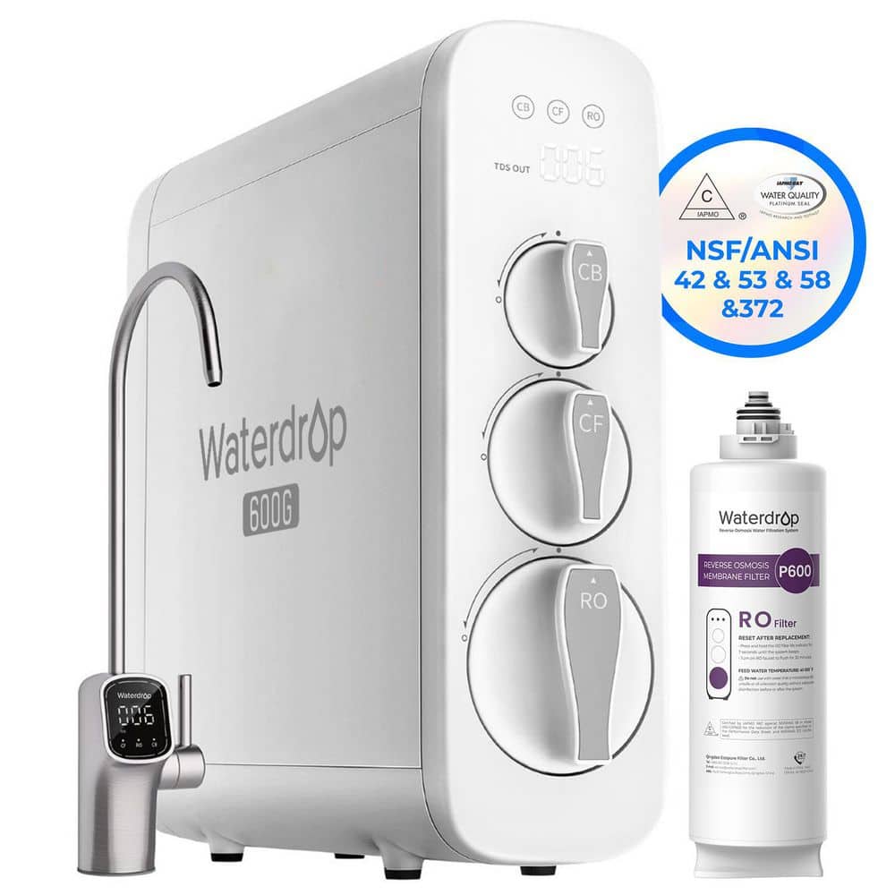 Waterdrop G3P600 8-Stage NSF Certified Reverse Osmosis Water Filtration System, Under-Sink Water Filter, Extra RO Filter